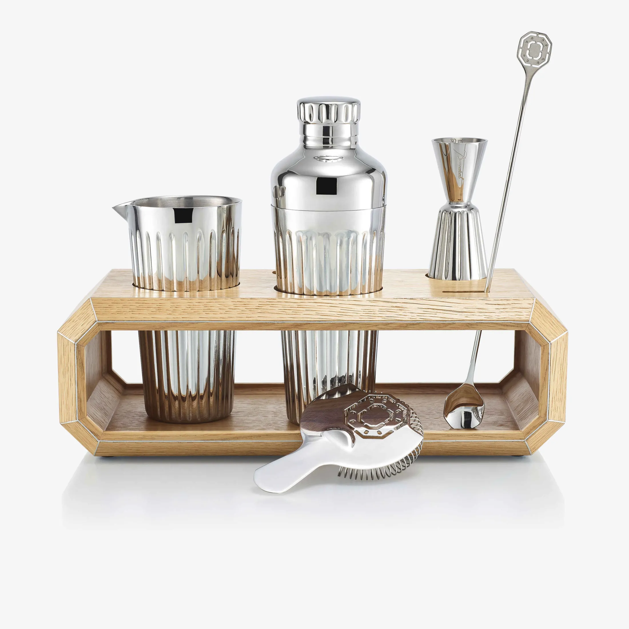 Online Baccarat Octogone Bar Accessory Case Natural Oak