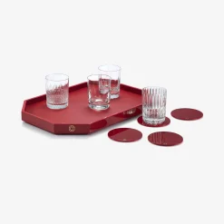 Clearance Baccarat Octogone Tray M & Coaster X4 & 4 Elements Tumblers Set | United States Red