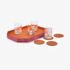 Clearance Baccarat Octogone Tray M & Coaster X4 & 4 Elements Tumblers Set | United States Red
