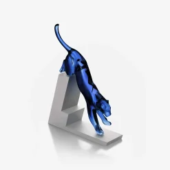 New Baccarat Panther the Leap Sculpture Midnight Blue